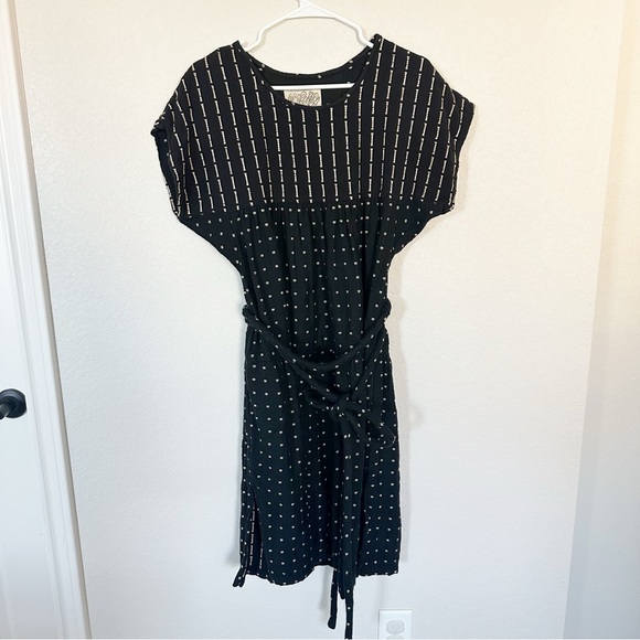 Ace & Jig Austin Dress In Voyage Black Stripe Polka Dot Pockets Belted Sz S - Picture 3 of 7